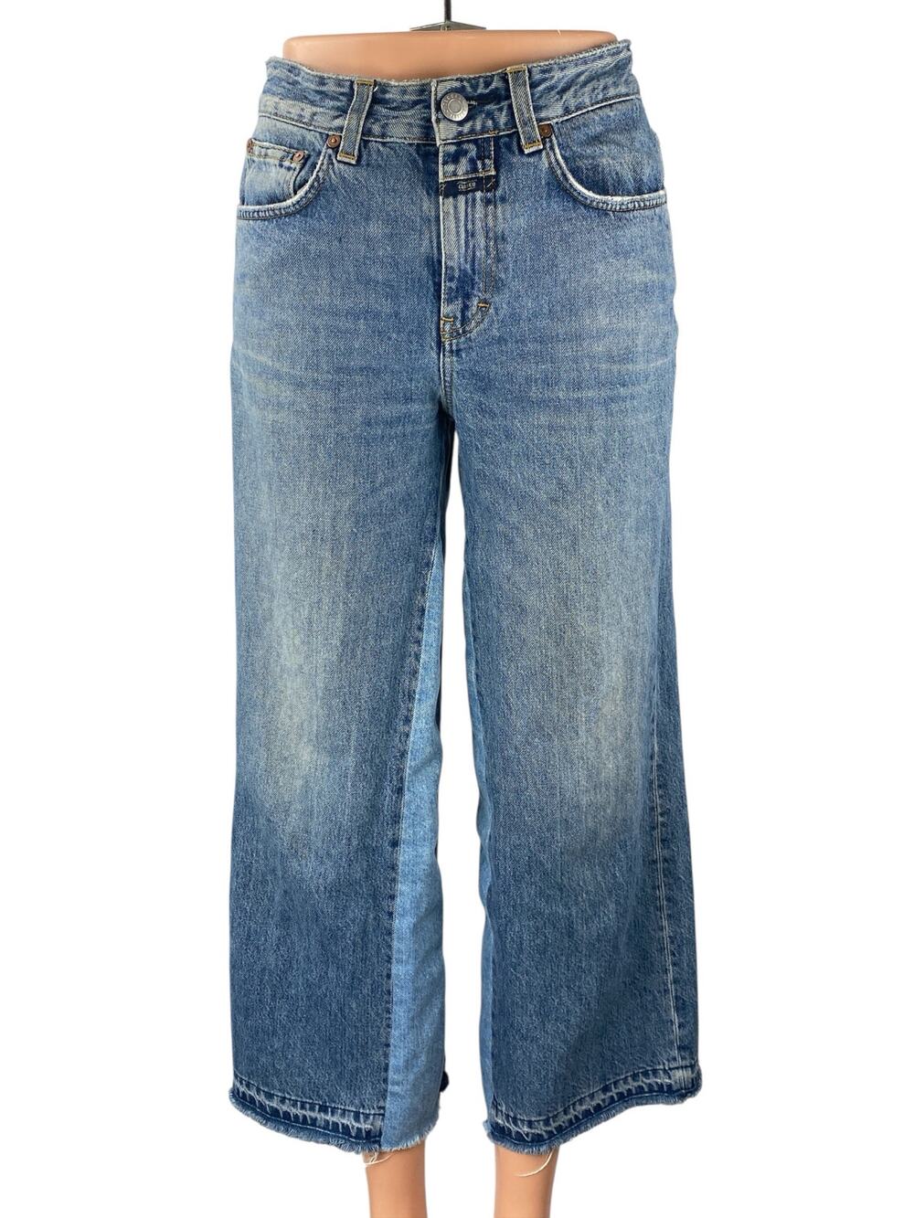 Closed Women's Blue Patchwork Colorblock High Rise Wide Leg Baggy Denim Jeans 25